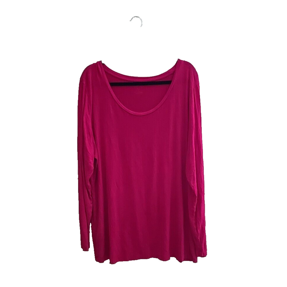 Willow Bay Pink Scoop Neck Relaxed Fit Long Sleeve Tunic Top Womans Plus Size 4X